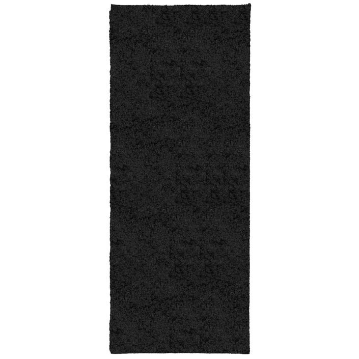 Tapis shaggy à poils longs moderne noir 80x200 cm - Photo n°1