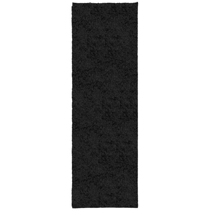 Tapis shaggy à poils longs moderne noir 80x250 cm - Photo n°1