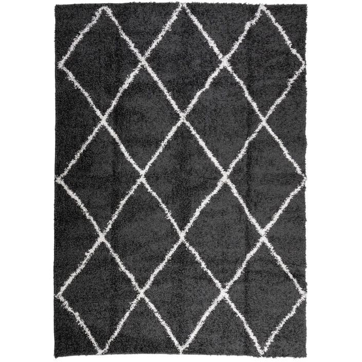 Tapis shaggy à poils longs moderne noir et crème 200x280 cm - Photo n°1