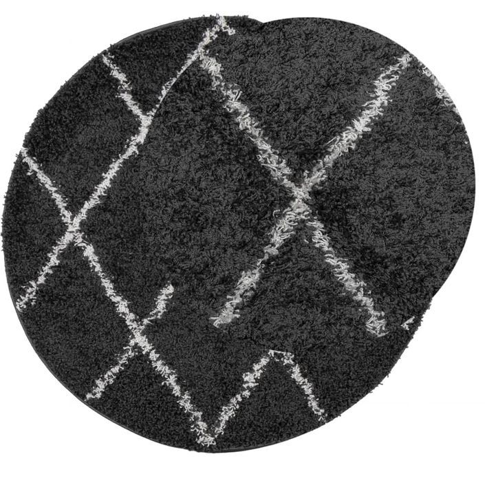 Tapis shaggy à poils longs moderne noir et crème Ø 280 cm - Photo n°3