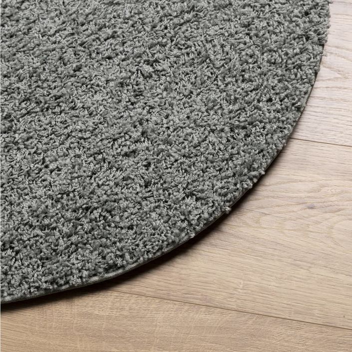 Tapis shaggy à poils longs moderne vert Ø 100 cm - Photo n°4