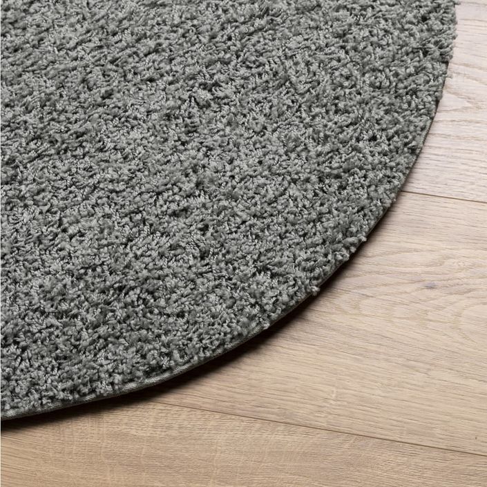 Tapis shaggy à poils longs moderne vert Ø 120 cm - Photo n°4