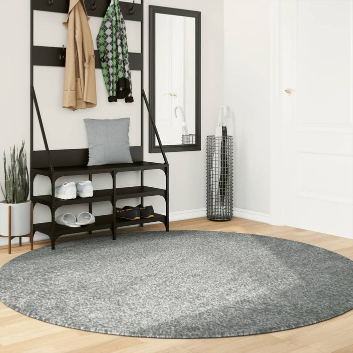 Tapis shaggy à poils longs moderne vert Ø 200 cm - Photo n°2