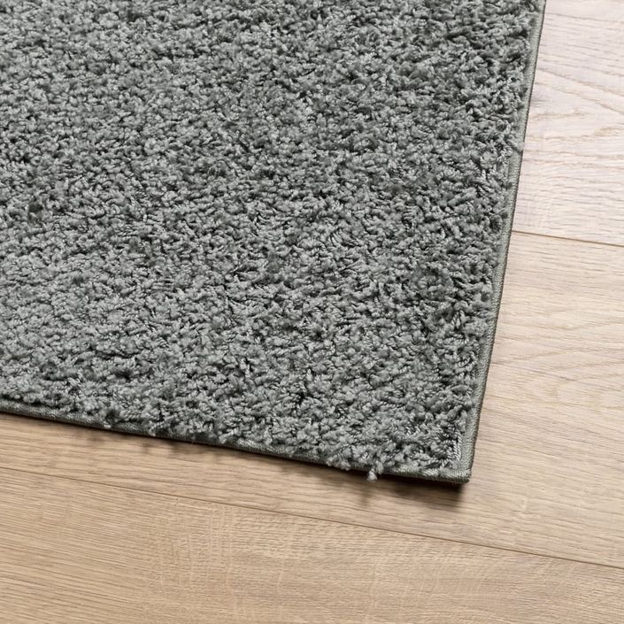 Tapis shaggy à poils longs moderne vert 240x240 cm - Photo n°4