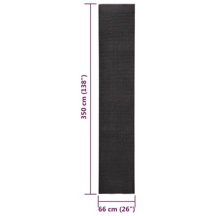 Tapis Sisal naturel 66x350 cm Noir - Photo n°6