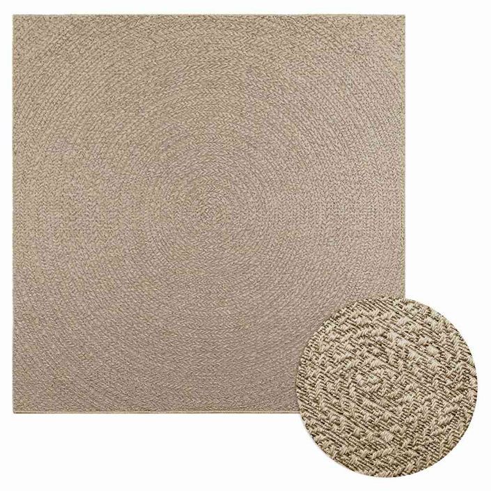 Tapis ZIZUR beige 200x200 cm aspect de jute intérieur extérieur - Photo n°1