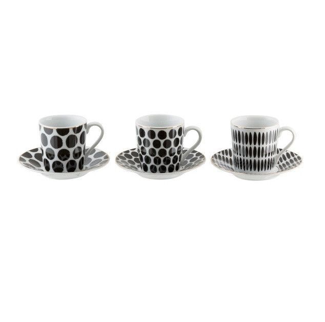 Tasses et sous-tasses porcelaine noire Narsh 34 cm - Lot de 6 - Photo n°1