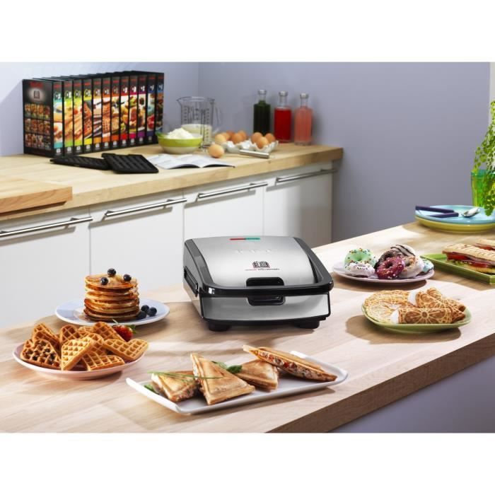 TEFAL SW853D12 Croque gaufre Snack Collection, 2 sets de plaques antiadhésives et interchangeables inclus, Gaufrier, Livre recettes - Photo n°4