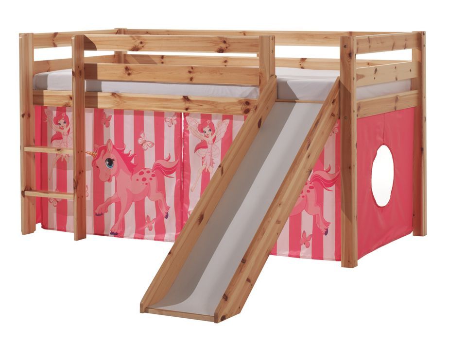 Tente pour lit mezzanine tissu rose et blanc Licorne - Photo n°1