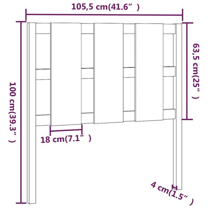 Tête de lit 105,5x4x100 cm Bois massif de pin - Photo n°6