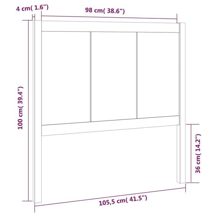 Tête de lit 105,5x4x100 cm Bois massif de pin - Photo n°6