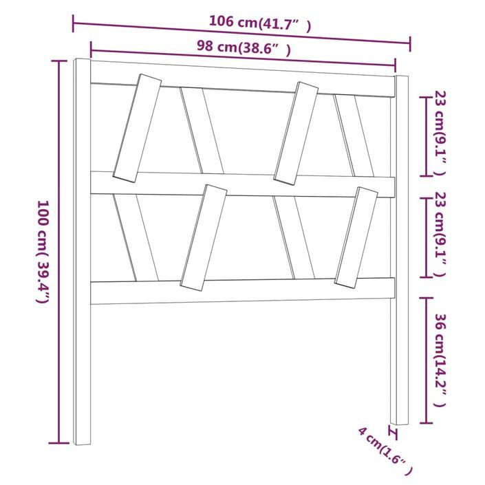 Tête de lit 106x4x100 cm Bois massif de pin - Photo n°6