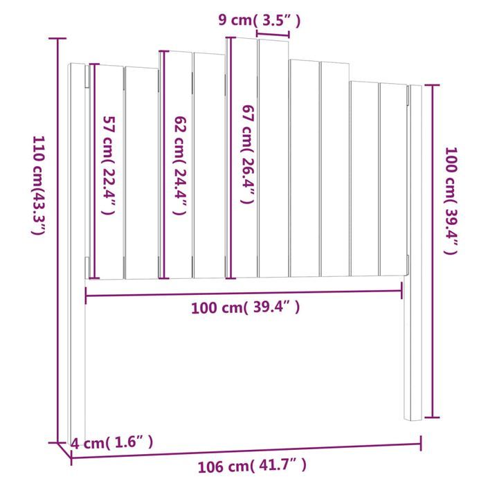 Tête de lit 106x4x110 cm Bois massif de pin - Photo n°6