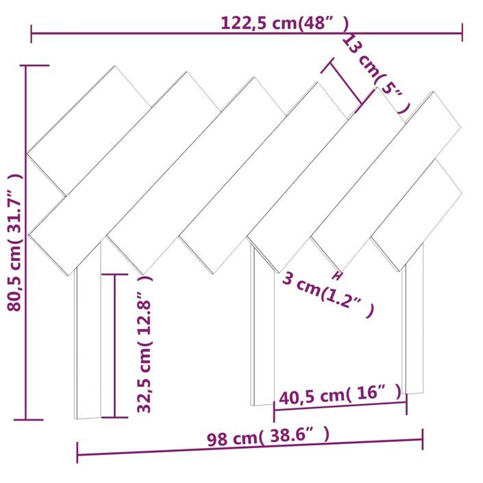 Tête de lit 122,5x3x80,5 cm Bois massif de pin - Photo n°6