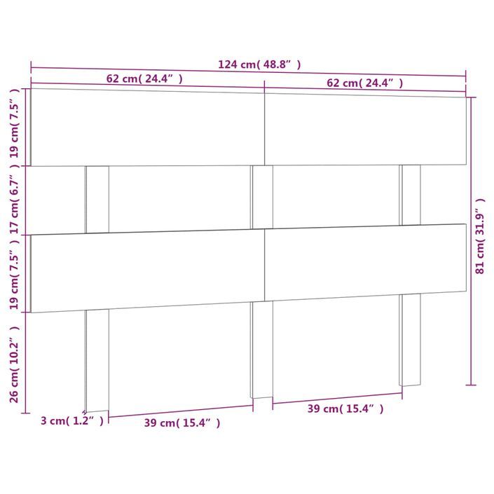 Tête de lit 124x3x81 cm Bois massif de pin - Photo n°6