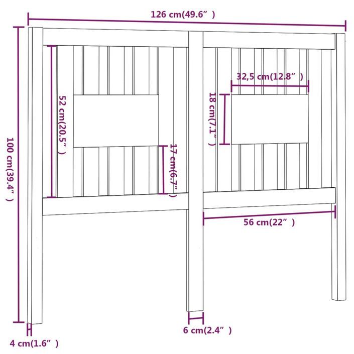Tête de lit 126x4x100 cm Bois massif de pin - Photo n°6