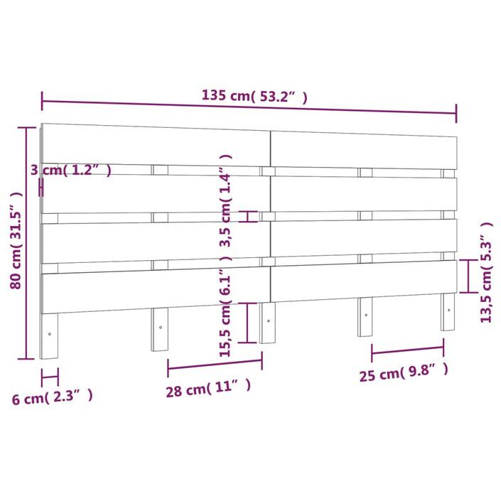 Tête de lit 135x3x80 cm Bois massif de pin - Photo n°6