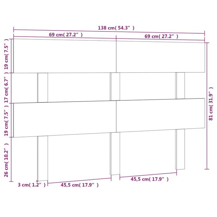 Tête de lit 138x3x81 cm Bois massif de pin - Photo n°6