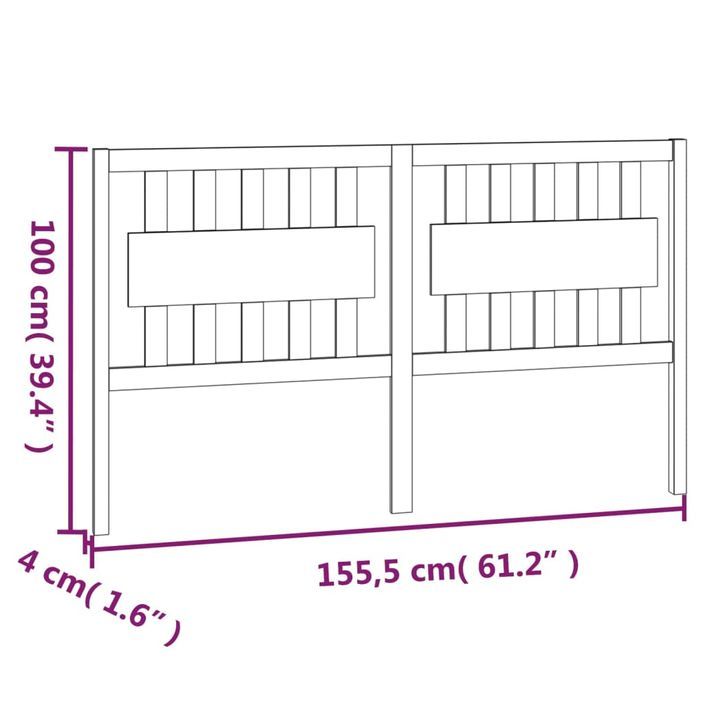 Tête de lit 155,5x4x100 cm Bois massif de pin - Photo n°6