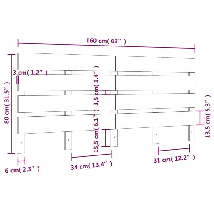 Tête de lit 160x3x80 cm Bois massif de pin - Photo n°6