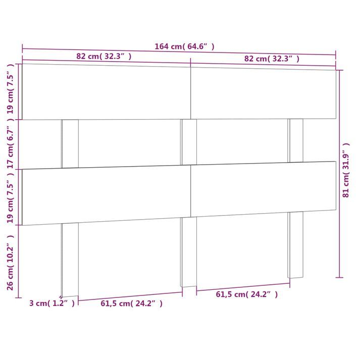 Tête de lit 164x3x81 cm Bois massif de pin - Photo n°6