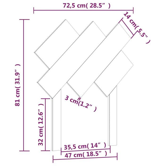 Tête de lit 72,5x3x81 cm Bois massif de pin - Photo n°6