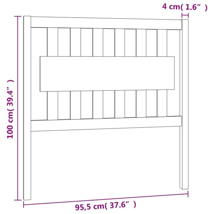 Tête de lit 95,5x4x100 cm Bois massif de pin - Photo n°6