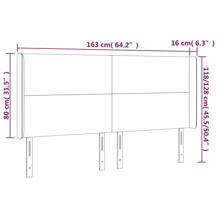 Tête de lit à LED Blanc 163x16x118/128 cm Similicuir - Photo n°6