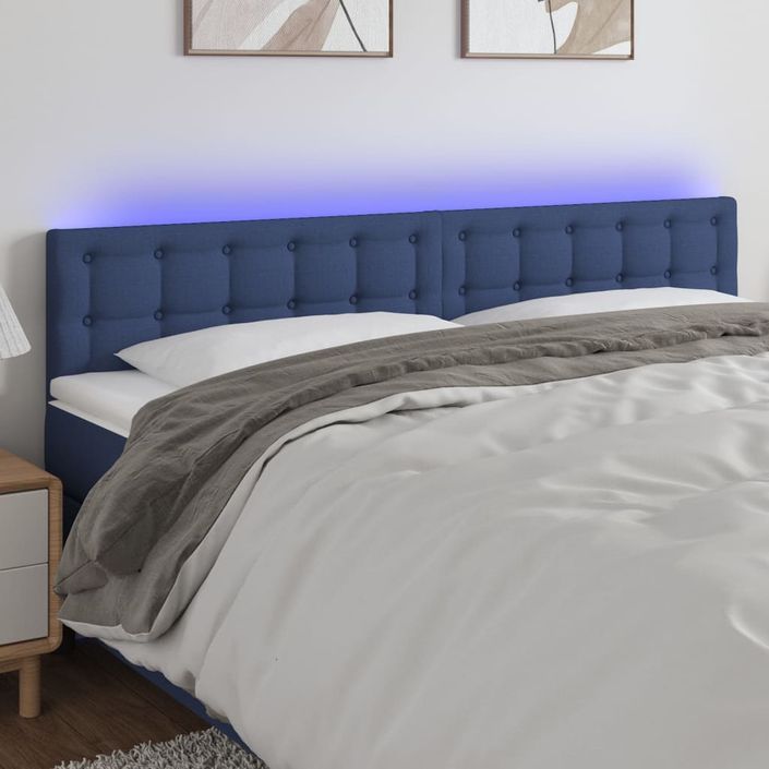 Tête de lit à LED Bleu 200x5x78/88 cm Tissu - Photo n°1