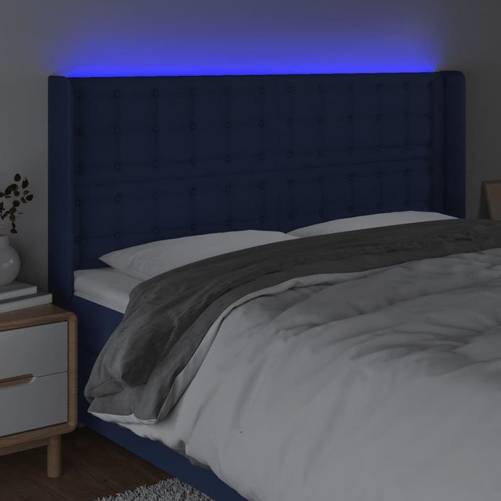 Tête de lit à LED Bleu 203x16x118/128 cm Tissu - Photo n°4