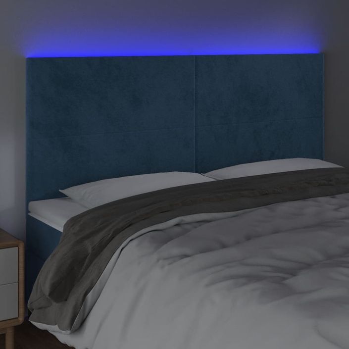 Tête de lit à LED Bleu foncé 200x5x118/128 cm Velours - Photo n°3