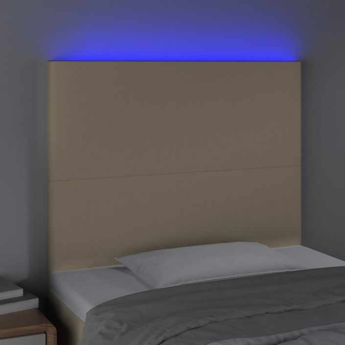 Tête de lit à LED Crème 100x5x118/128 cm Tissu - Photo n°3