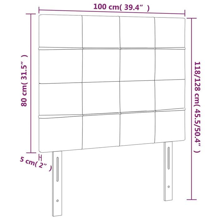 Tête de lit à LED Crème 100x5x118/128 cm Tissu - Photo n°6