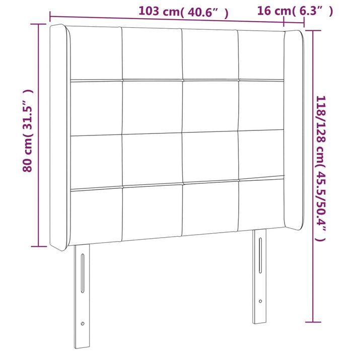 Tête de lit à LED Crème 103x16x118/128 cm Tissu - Photo n°6