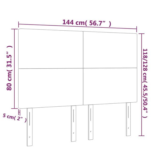 Tête de lit à LED Crème 144x5x118/128 cm Tissu - Photo n°6