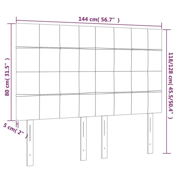 Tête de lit à LED Crème 144x5x118/128 cm Tissu - Photo n°6