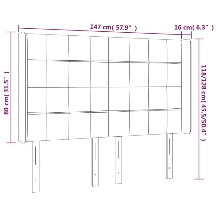 Tête de lit à LED Crème 147x16x118/128 cm Tissu - Photo n°6