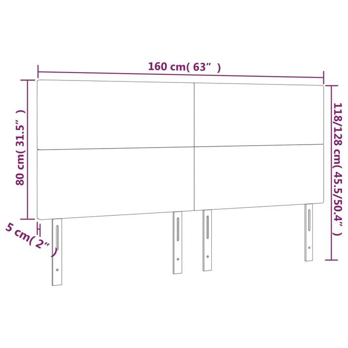 Tête de lit à LED Crème 160x5x118/128 cm Tissu - Photo n°6