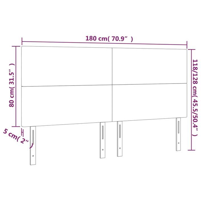 Tête de lit à LED Crème 180x5x118/128 cm Tissu - Photo n°6