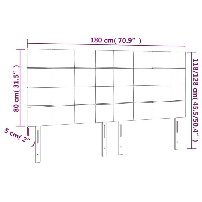 Tête de lit à LED Crème 180x5x118/128 cm Tissu - Photo n°6