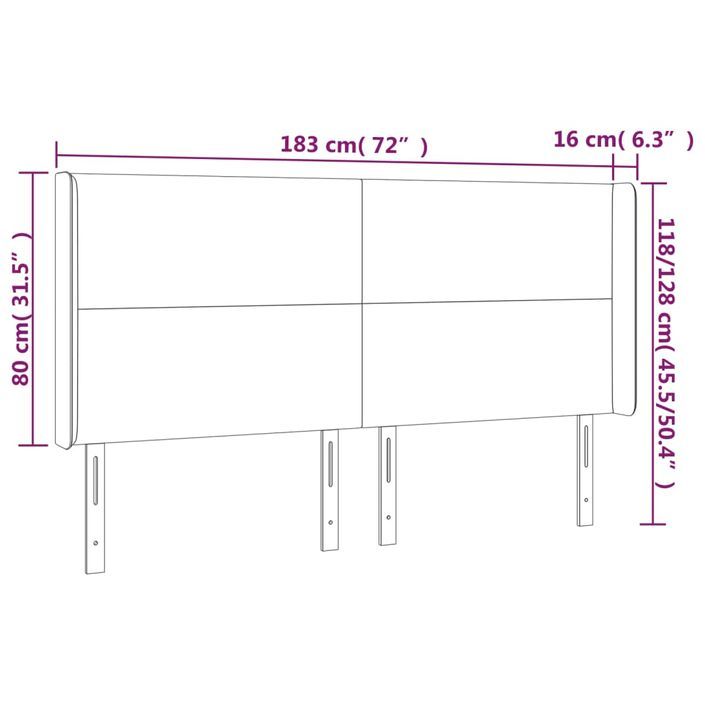 Tête de lit à LED Crème 183x16x118/128 cm Tissu - Photo n°6