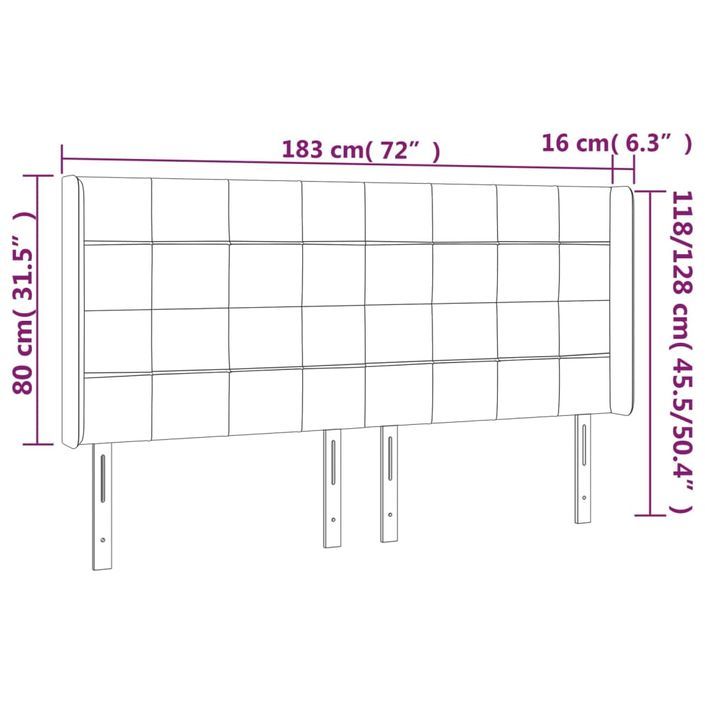 Tête de lit à LED Crème 183x16x118/128 cm Tissu - Photo n°6