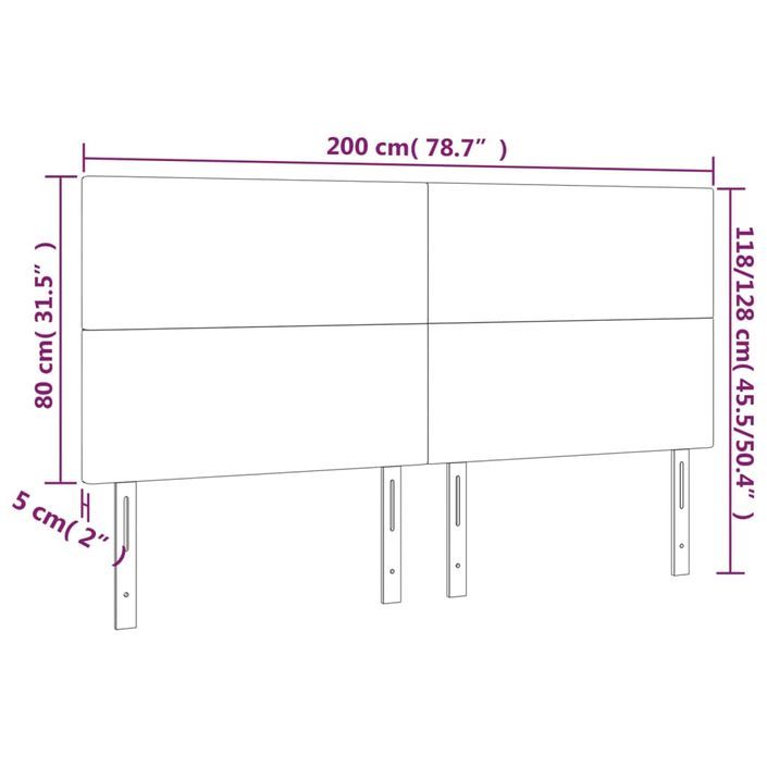 Tête de lit à LED Crème 200x5x118/128 cm Tissu - Photo n°6