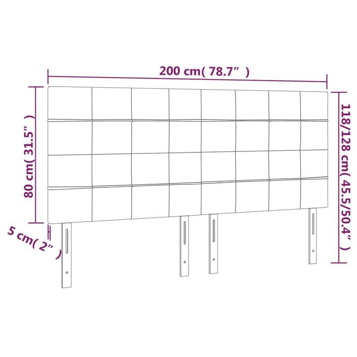 Tête de lit à LED Crème 200x5x118/128 cm Tissu - Photo n°6