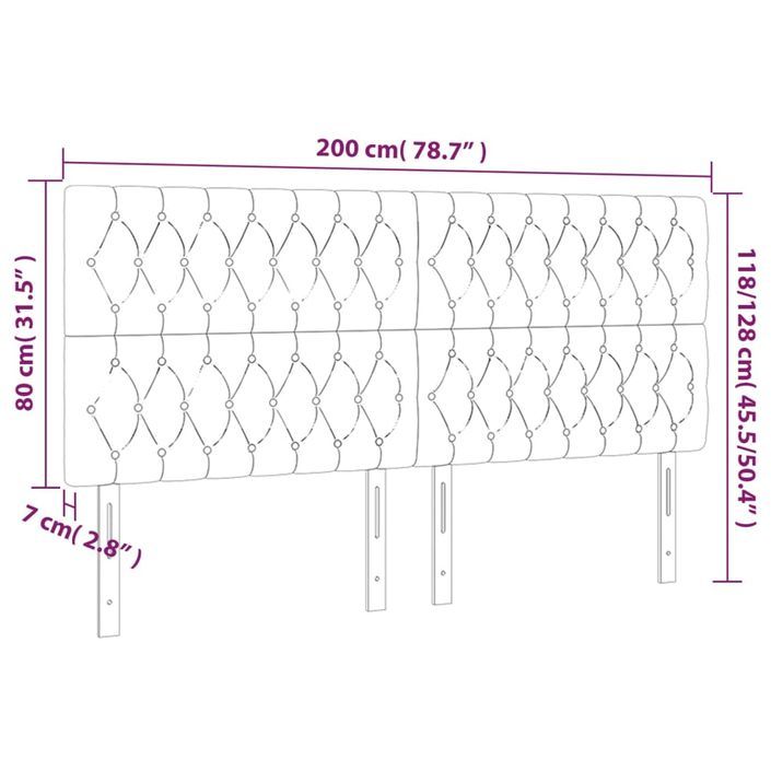 Tête de lit à LED Crème 200x7x118/128 cm Tissu - Photo n°6