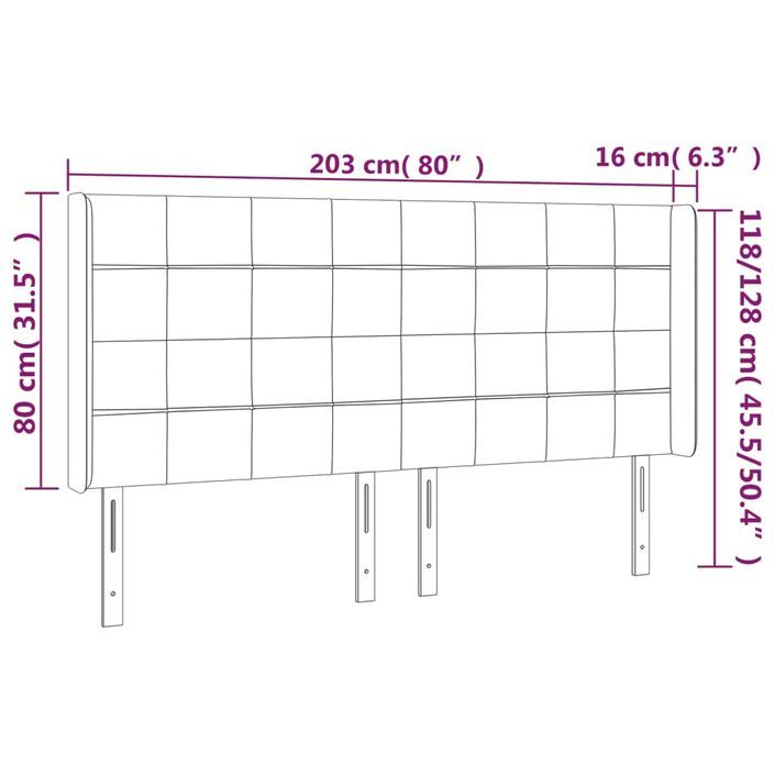 Tête de lit à LED Crème 203x16x118/128 cm Tissu - Photo n°6