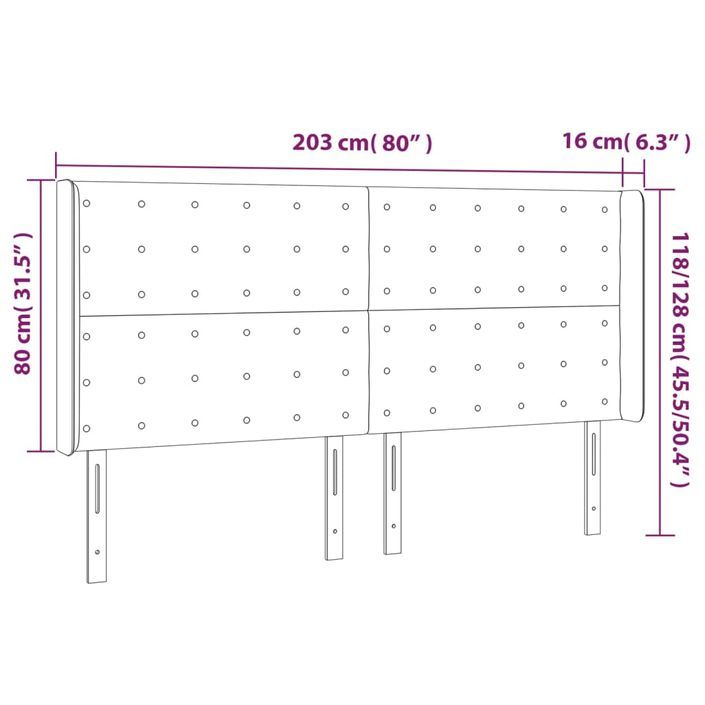 Tête de lit à LED Crème 203x16x118/128 cm Tissu - Photo n°6