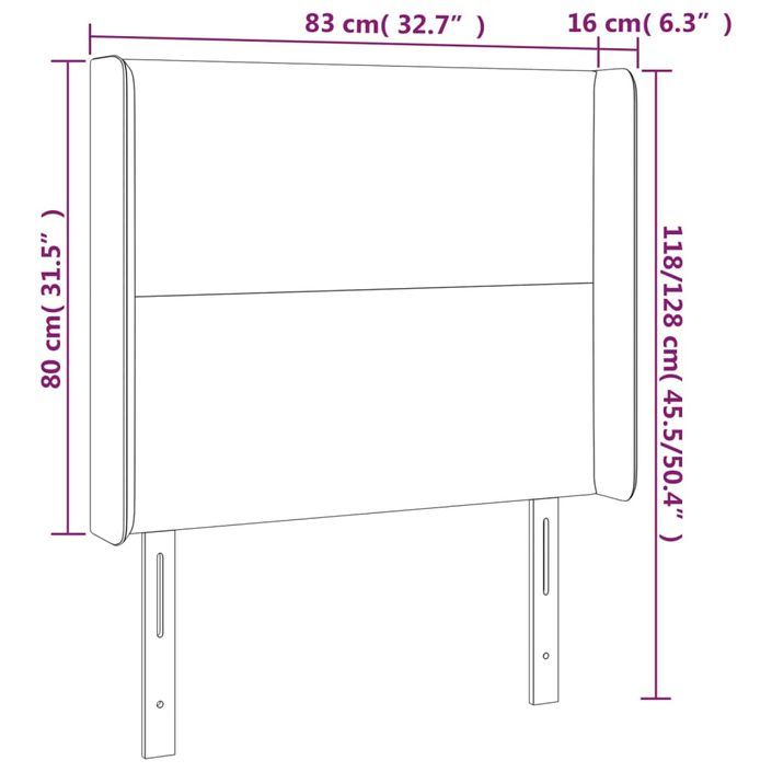 Tête de lit à LED Crème 83x16x118/128 cm Tissu - Photo n°6