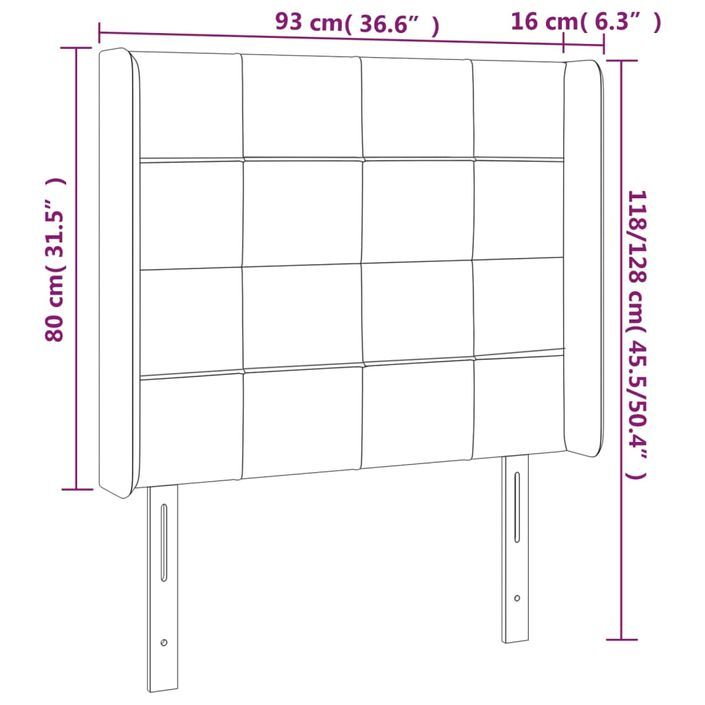 Tête de lit à LED Crème 93x16x118/128 cm Tissu - Photo n°6