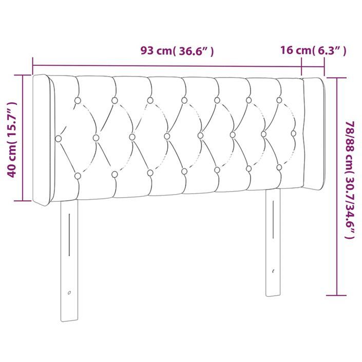 Tête de lit à LED Crème 93x16x78/88 cm Tissu - Photo n°6